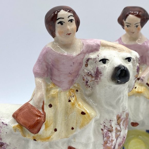 c1900 Antique Pair of Staffordshire Royal Children on Spaniels - Picture 7 of 15